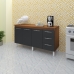Kit Balcão Cozinha Gabinete Diana 148 cm Savana Frente Preta com Tampo Tampão 150 cm Diana Savana