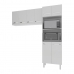 Kit Torre Quente Paneleiro 4 Portas 2 Nichos e Armário Suspenso Aéreo 4 Portas 118cm Modulado de Cozinha Branco