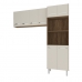 Kit Torre Quente Paneleiro 4 Portas 2 Nichos e Armário Suspenso Aéreo 4 Portas 118cm Modulado Cozinha Savana Off White