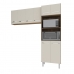 Kit Torre Quente Paneleiro 4 Portas 2 Nichos e Armário Suspenso Aéreo 4 Portas 118cm Modulado Cozinha Savana Off White