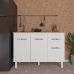 Balcão Armário Gabinete Para Pia de Cozinha 118 cm Aline 3 Portas e 1 Gaveta Branco