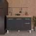 Balcão Armário Gabinete Para Pia de Cozinha 118 cm Aline 3 Portas e 1 Gaveta Savana Preto