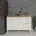 Balcão Armário Gabinete Para Pia de Cozinha 118 cm Bruna 2 Portas e 3 Gaveta Savana Off White
