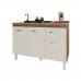 Balcão Armário Gabinete Para Pia de Cozinha 118 cm Bruna 2 Portas e 3 Gaveta Savana Off White