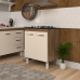 Balcão Armário de Cozinha Fran Para Fogão Cooktop 4 Bocas Mobília Decor Savana Off White