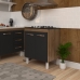 Balcão Armário de Cozinha Fran Para Fogão Cooktop 4 Bocas Mobília Decor Savana Preto