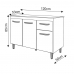 Balc&atilde;o Gabinete Para Pia 118 cm Cozinha Aline Branco com Tampo Tamp&atilde;o 120 cm Preto