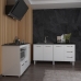 Balcão Armário Gabinete de Pia 150 cm Deise e Balcão Alana Para Fogão Cooktop 5 Bocas e Forno Elétrico Branco