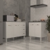 Balcão Para Cooktop 4 Bocas Fran Branco e Armário Bruna 118 cm Cozinha Gabinete Branco com Tampo Tampão Branco