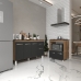 Armário Gabinete Camila 138 cm com Tampo Tampão e Balcão Evelyn Para cooktop 5 Bocas Savana e Preto