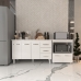 Gabinete Armário Carine 138 cm com Tampo Tampão e Balcão Amanda para Forno e Microondas Branco