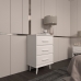 C&ocirc;moda Maya 3 Gavetas com Puxadores e P&eacute;s Retro Design Moderno Quarto Branco Mob&iacute;lia Decor