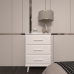 C&ocirc;moda Maya 3 Gavetas com Puxadores e P&eacute;s Retro Design Moderno Quarto Branco Mob&iacute;lia Decor