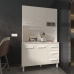 Cozinha Compacta Vivian 120cm 5 Portas 3 Gavetas Armário Aéreo e Balcão Branco