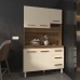 Cozinha Compacta Vivian 120cm 5 Portas 3 Gavetas Armário Aéreo e Balcão Savana Off White