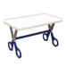Mesa Infantil Tesoura Azul Tampo Branco Retangular Base Tem&aacute;tica para Estudos e Desenhos Mob&iacute;lia Decor