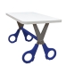 Mesa Infantil Tesoura Azul Tampo Branco Retangular Base Tem&aacute;tica para Estudos e Desenhos Mob&iacute;lia Decor