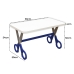 Mesa Infantil Tesoura Azul Tampo Branco Retangular Base Tem&aacute;tica para Estudos e Desenhos Mob&iacute;lia Decor