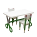 Kit 2 Cadeiras Mesa Infantil Tesoura Verde Tampo Branco Retangular Base Temática para Estudos e Desenhos Mobília Decor