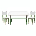 Kit 2 Cadeiras Mesa Infantil Tesoura Verde Tampo Branco Retangular Base Temática para Estudos e Desenhos Mobília Decor