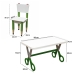 Kit 2 Cadeiras Mesa Infantil Tesoura Verde Tampo Branco Retangular Base Temática para Estudos e Desenhos Mobília Decor