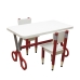 Kit 2 Cadeiras Mesa Infantil Tesoura Vermelho Tampo Branco Retangular Base Tem&aacute;tica para Estudos Desenhos Mob&iacute;lia Decor