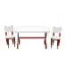 Kit 2 Cadeiras Mesa Infantil Tesoura Vermelho Tampo Branco Retangular Base Tem&aacute;tica para Estudos Desenhos Mob&iacute;lia Decor