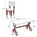 Kit 2 Cadeiras Mesa Infantil Tesoura Vermelho Tampo Branco Retangular Base Tem&aacute;tica para Estudos Desenhos Mob&iacute;lia Decor