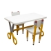 Kit 2 Cadeiras Mesa Infantil Tesoura Amarelo Tampo Branco Retangular Base Tem&aacute;tica para Estudos e Desenhos Mob&iacute;lia Decor