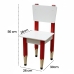 Cadeira Infantil Lápis Vermelho Assento e Encosto Brancos Para Estudos e Desenhos Mobília Decor