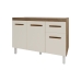 Balc&atilde;o Arm&aacute;rio Gabinete Para Pia de Cozinha 118 cm Aline 3 Portas e 1 Gaveta Savana Off White