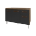 Balc&atilde;o Arm&aacute;rio Gabinete Para Pia de Cozinha 118 cm Aline 3 Portas e 1 Gaveta Savana Preto