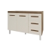 Balc&atilde;o Arm&aacute;rio Gabinete Para Pia de Cozinha 118 cm Bruna 2 Portas e 3 Gaveta Savana Off White