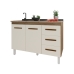 Balc&atilde;o Arm&aacute;rio Gabinete Para Pia de Cozinha 118 cm Bruna 2 Portas e 3 Gaveta Savana Off White