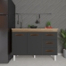 Balc&atilde;o Arm&aacute;rio Gabinete Para Pia de Cozinha 118 cm Bruna 2 Portas e 3 Gaveta Savana Preto