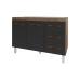 Balc&atilde;o Arm&aacute;rio Gabinete Para Pia de Cozinha 118 cm Bruna 2 Portas e 3 Gaveta Savana Preto