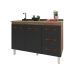 Balc&atilde;o Arm&aacute;rio Gabinete Para Pia de Cozinha 118 cm Bruna 2 Portas e 3 Gaveta Savana Preto