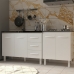 Armário Cozinha Gabinete Pia de 120 cm Bruna e Balcão Fran para Cooktop 4 Bocas Branco