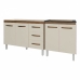 Arm&aacute;rio Cozinha Gabinete Pia de 120 cm Bruna e Balc&atilde;o Fran para Cooktop 4 Bocas Savana Off White