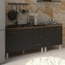 Arm&aacute;rio Cozinha Gabinete Pia de 120 cm Bruna e Balc&atilde;o Fran para Cooktop 4 Bocas Savana Preto