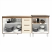 Armário Cozinha Gabinete Pia de 120 cm Bruna e Balcão Fran para Cooktop 5 Bocas Savana Off White