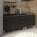 Arm&aacute;rio Cozinha Gabinete Pia de 120 cm Bruna e Balc&atilde;o Fran para Cooktop 5 Bocas Savana Preto