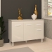 Balc&atilde;o Gabinete Para Pia 118 cm Cozinha Aline Branco com Tampo Tamp&atilde;o 120 cm Branco