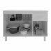 Balc&atilde;o Gabinete Para Pia 118 cm Cozinha Aline Branco com Tampo Tamp&atilde;o 120 cm Branco
