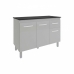 Balc&atilde;o Gabinete Para Pia 118 cm Cozinha Aline Branco com Tampo Tamp&atilde;o 120 cm Preto