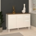 Balc&atilde;o Gabinete Para Pia 118 cm Cozinha Aline Branco com Tampo Tamp&atilde;o 120 cm Savana