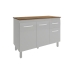 Balc&atilde;o Gabinete Para Pia 118 cm Cozinha Aline Branco com Tampo Tamp&atilde;o 120 cm Savana