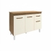 Balc&atilde;o Gabinete Para Pia 118 cm Cozinha Aline Savana Off White com Tampo Tamp&atilde;o 120 cm Savana