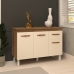Balc&atilde;o Gabinete Para Pia 118 cm Cozinha Aline Savana Off White com Tampo Tamp&atilde;o 120 cm Savana