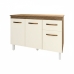 Balc&atilde;o Gabinete Para Pia 118 cm Cozinha Aline Savana Off White com Tampo Tamp&atilde;o 120 cm Savana